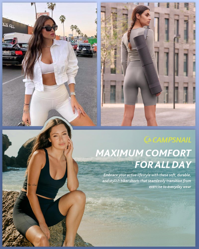 CAMPSNAIL 4 Pack Biker Shorts Women with Pockets â€“ 5"/8" High Waist Tummy Control Workout Gym Yoga Running Compression Shorts - Image 4